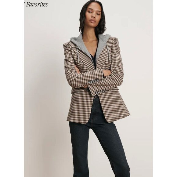 Veronica $698 Beard Cutaway Dickey Jacket Size 0 Houndstooth Beige Multi One But - Picture 2 of 7
